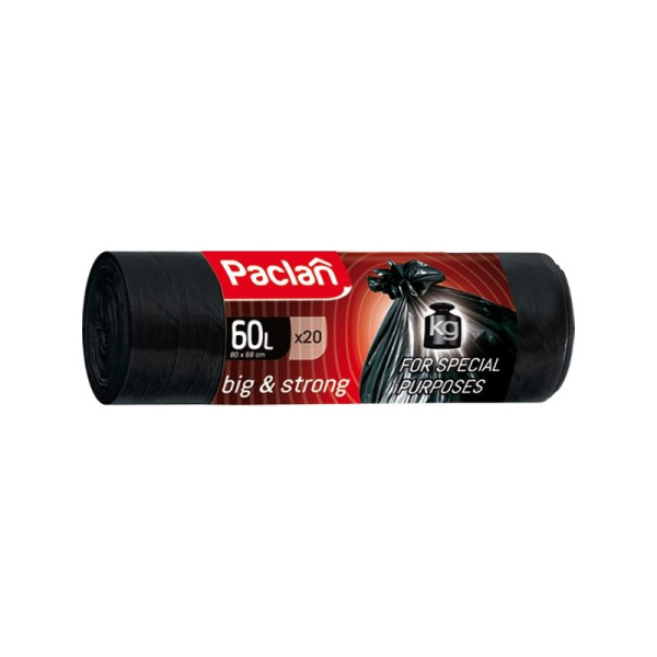 Paclan мешки для мусора Big&Strong 60 л, 68х80 см, 20 шт, 21 мкм, черные