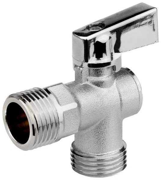 Кран шаровой угловой для бытовой техники 1/2"н/н (флажок сверху) ник.лат.COMPACT,ГОСТ,MASTERPROF