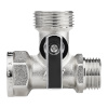 Кран шаровой трёхпроходной для бытовой техники 1/2" х 3/4" х 1/2" в/н/н, никел.латунь, ГОСТ, MPF