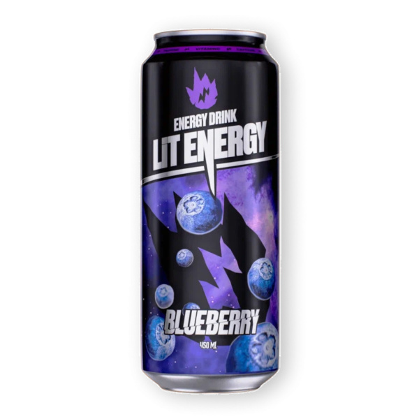 LIT ENERGY Напиток энергетический Blueberry 450 ж/б