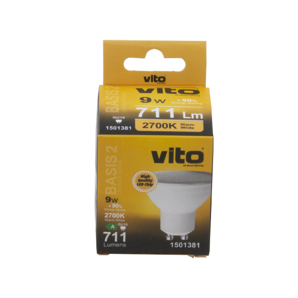 Лампа светодиодная VT/BASIS-2/PAR16/9W/GU10/2700K/LED BULB/ 1501381