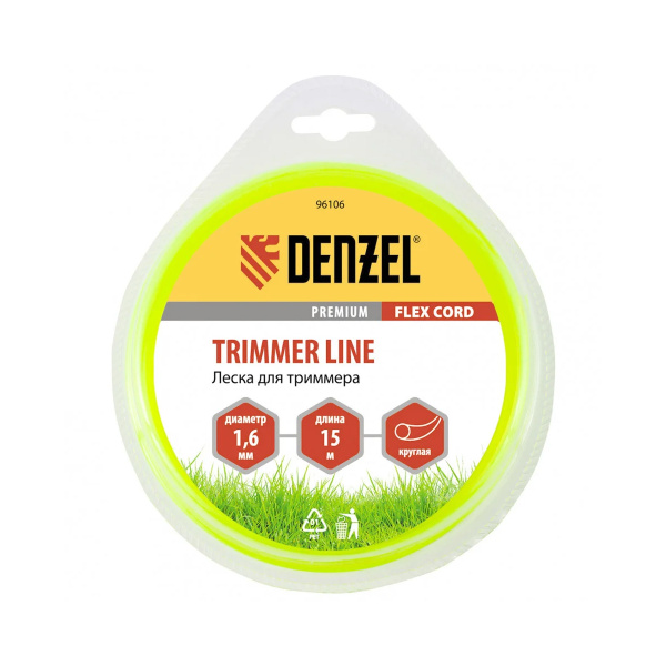 Леска для триммера круглая 1,6 мм х 15 м, блистер FLEX CORD// Denzel