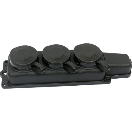 Розетка 3-ая переносная (с/з, 16А, 250В, брызг. защ.) каучук, черная, Юпитер