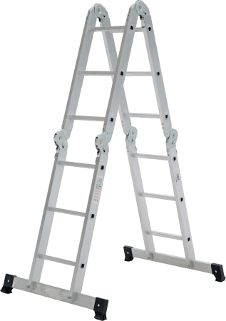 Четырехсекционная лестница-трансформер, стремянка, алюминиевая, шарнирная 4х3, нагрузка до 120 кг
