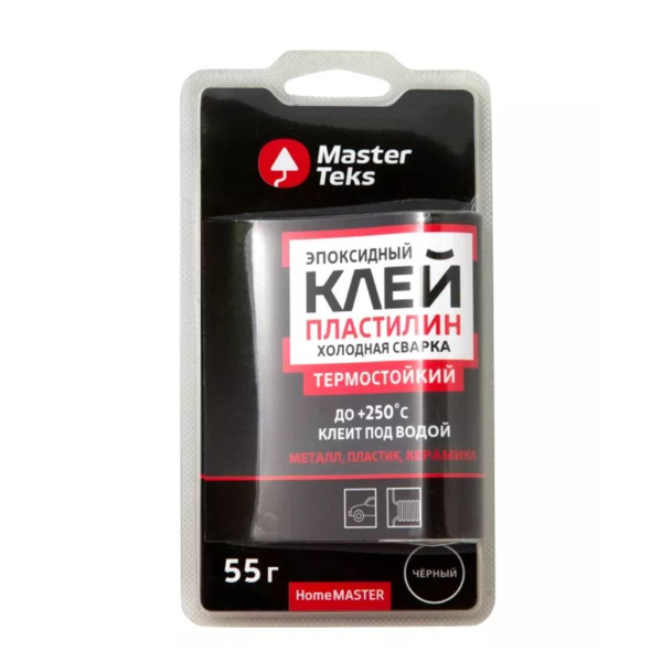 Клей-пластилин MasterTeks HM эпоксидный холодная сварка термостойкий 0,055 черный