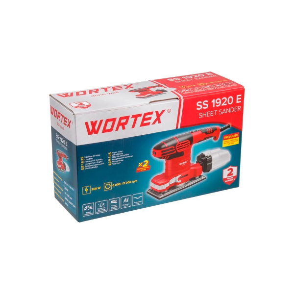 Виброшлифмашина WORTEX SS 1920 E в кор. 260 Вт, 90х187 мм, 6000-13000 кол/мин, арт.1334425