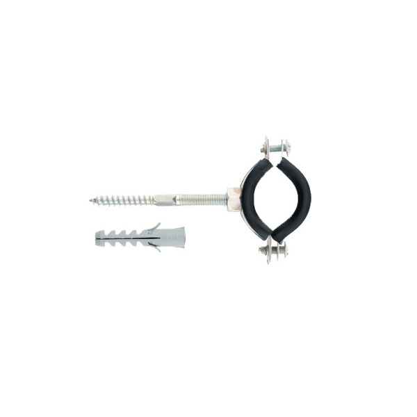 Хомут сантехнический д/труб 47-51 (1 1/2"), резин.упл., шпилька+дюбель, 1 шт., Россия// Сибртех