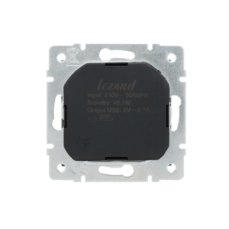 Розетка VESNA 742 3488 181 с/з с USB  графит (механизм)