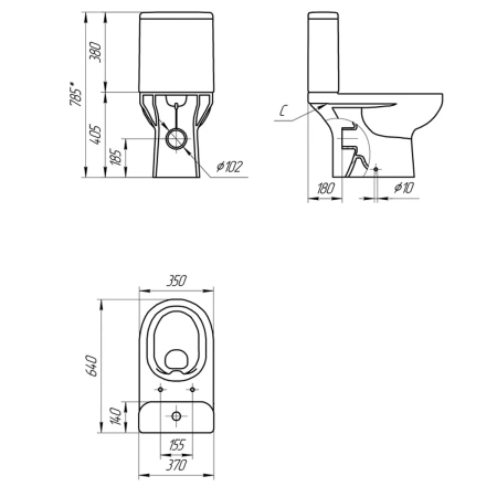 Унита Компакт Cersanit MONOLITH Clean On 011 3/5 DPL EO slim арт.S-KO-MON011-3/5-COn-S-DL