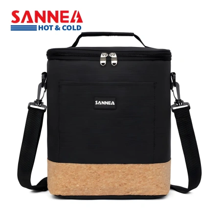 Сумка изотермическая Sanne двухцветная с пробковым дизайном 12 л 24х18х27 см 3 цвета в ассортименте 