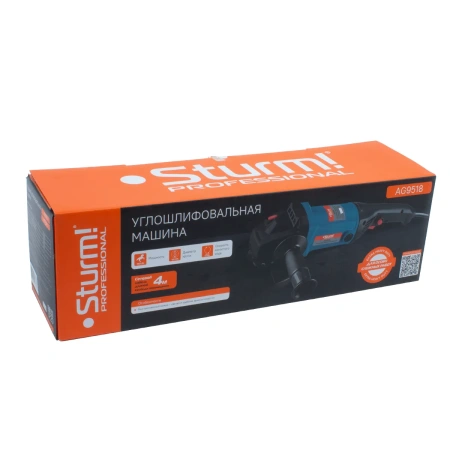 Машина углошлифовальная Sturm! AG9518, ПРОФИ, 180мм, 1600Вт, 7500об/мин, повыш.пылезащита, кабель 4м