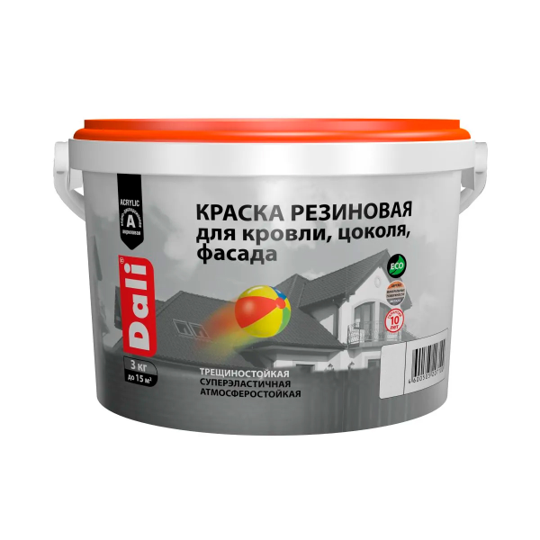 Краска резиновая (Рогнеда) Dali для кровли, цоколя,фасада, синий 3 кг