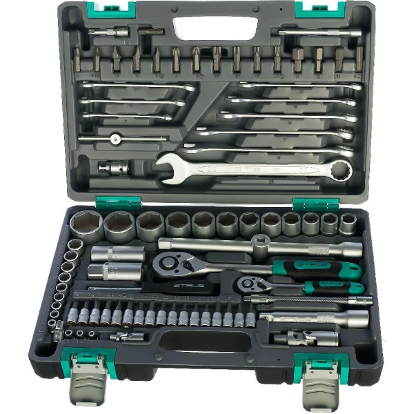 Набор инструментов STELS 1/2" 1/4" CrV пластиковый кейс 82 предмета