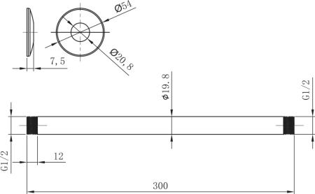 Держатель для лейки Lemark LM8032C  потолочный 300мм, хром, блистер (к/к 20)