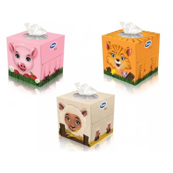 Салфетки Zewa косметические Zoo 3D-cube