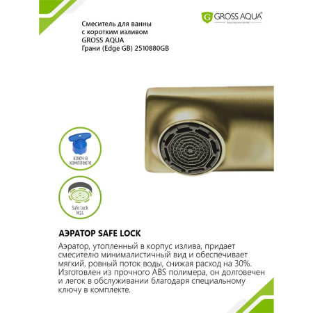 Смеситель в/д GROSS AQUA 2510880GB Грани (Edge), кор. нос