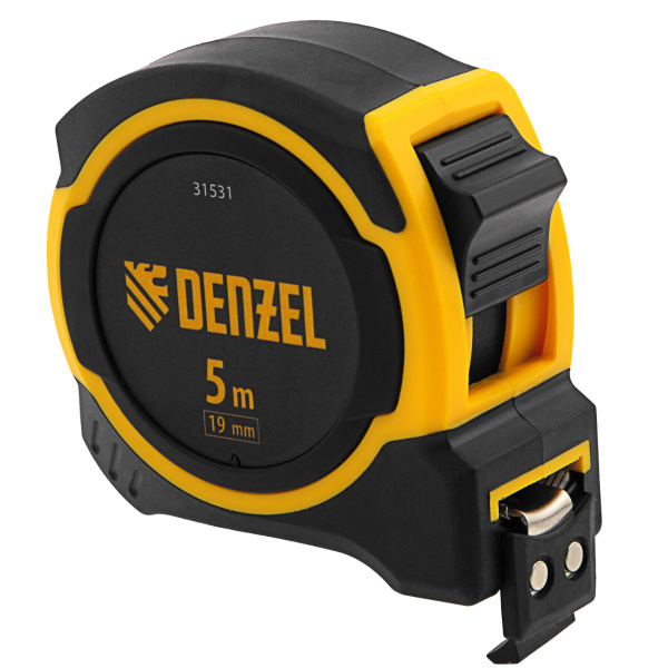 Рулетка 5м х 19мм, двухкомп. корпус, магнитный обрезиненный зацеп// Denzel