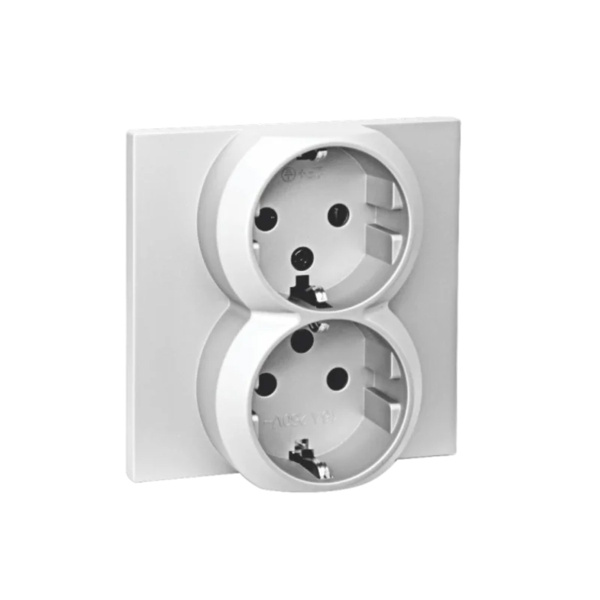 Розетка 2-ная 16А с/у с з/к з/ш QUATTRO ARCTIC WHITE UNIT (10)