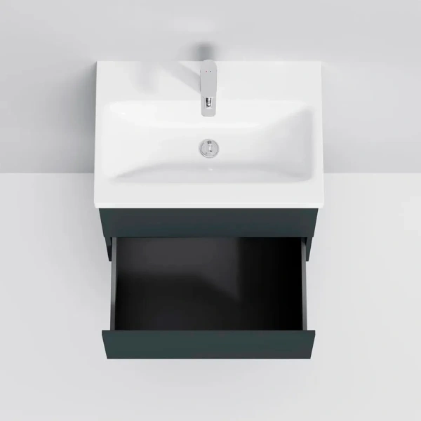 Тумба подвесная  под умыв. AM.PM GEM M90FHX06022GM 60 см, 2 ящика push-to-open, графит матовый