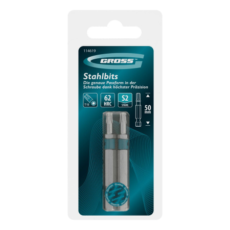 Бита Torx 15х50мм, сталь S2, шестигр., 2 шт.// Gross
