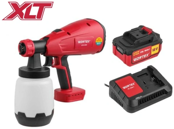 Краскораспылитель аккумуляторный WORTEX CPS 1810 в кор. ALL1 XLT SET 18В, 1 акк., 4 Ач, 700 мл/мин, 