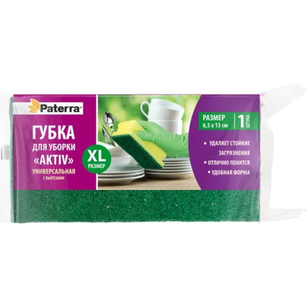 Губка для уборки PATERRA AKTIV профиль 1шт 406-006