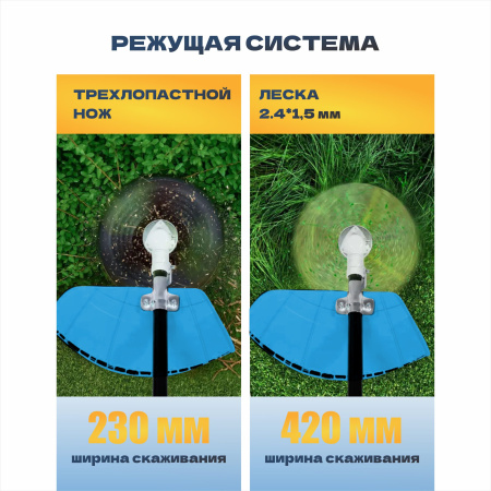 Триммер электрический TULEX TEC-2-1.2 , 7000 об/мин, леска/нож, 1200Вт