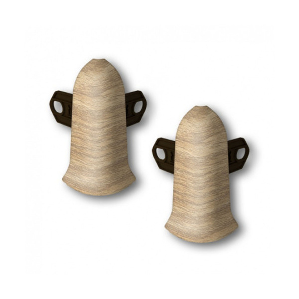 Угол наружный (внешний) с крепежом для плинтуса 55мм "Идеал Классик", 205 Дуб капучино