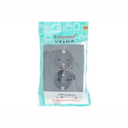 Розетка VESNA 742 3400 127В двойная с/з бакалит графит