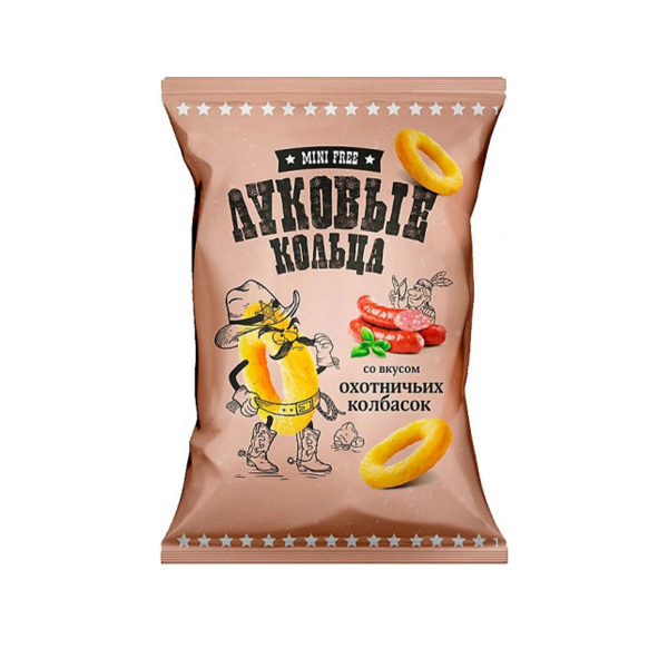 Луковые кольца со вкусом охотничьих колбасок «Mini Free», 45 г