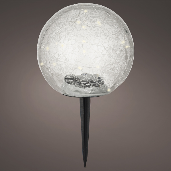 Фонарь садовый на солн.батарее белый теплый свет d-15 h-14 см., 894098 Kmg