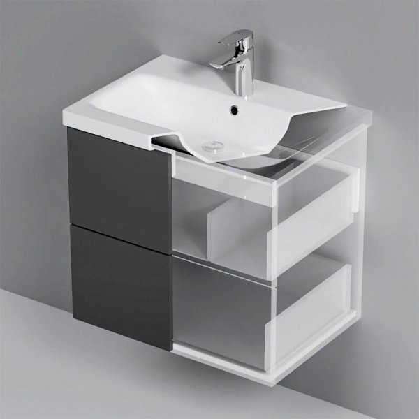 Тумба подвесная  под умыв. AM.PM GEM M90FHX06022GM 60 см, 2 ящика push-to-open, графит матовый