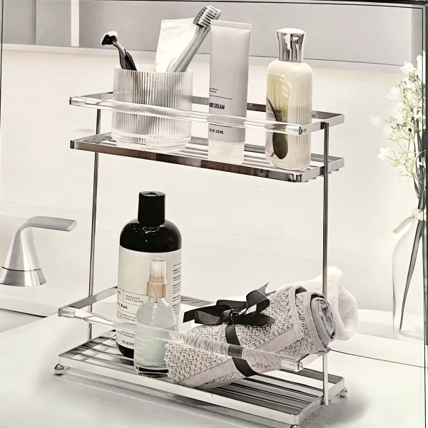 Полка для ванной комнаты DH настольная 2 яруса прямоугольная 27,5х13х31 см ZYB086