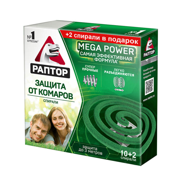 Спираль РАПТОР от комаров Mega Power 12 шт