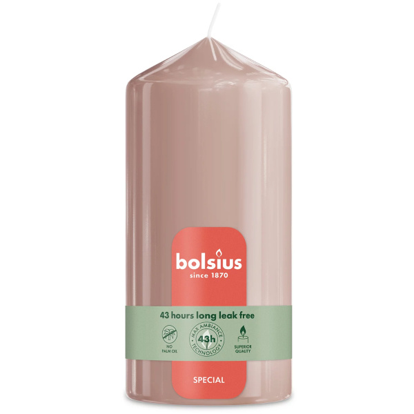 Свеча столбик Bolsius Ultra Gloss 13х6,8 см Misty Pink