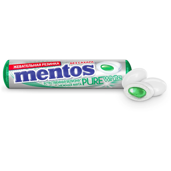 Mentos жевательная резинка Pure White Мint 15,5г