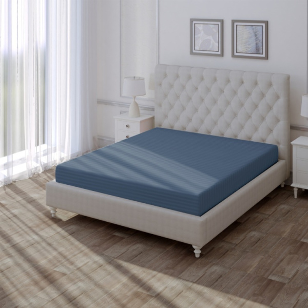 Простыня Verossa Stripe на резинке 180х200 см 30 см борт Sapphire