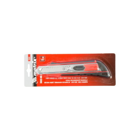 Нож, 18 мм выдвиж. лезвие "QUICK BLADE" мет. направл., двойная фикс., эргоном. двухком.рук.//MATRIX