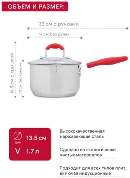 Набор кухонной посуды Attribute FANCY 2пр (ковш 1.7л+кастрюля 3.3л) ASF001