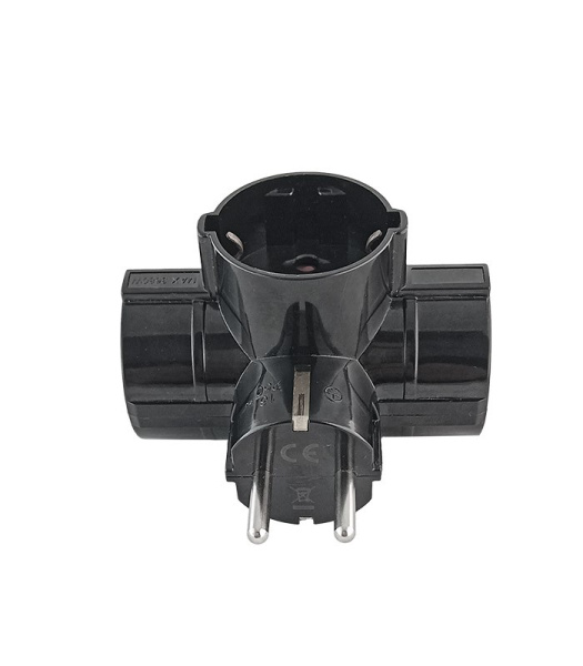 Тройник электрический VT/TRIPLO/16A/BLACK/TRIPPLE SOCKET