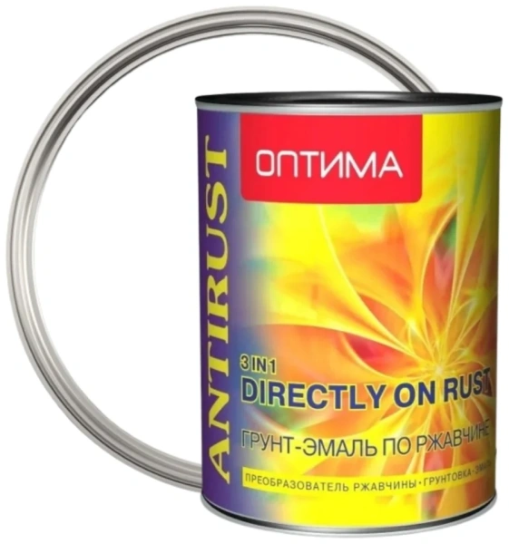 Грунт эмаль по ржавчине 3в1 белая 0.9кг Оптима_(8885)