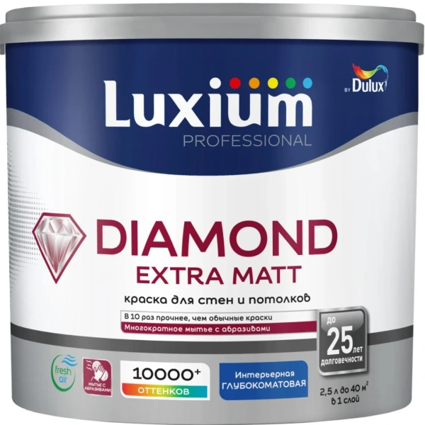 Краска Luxium Professional Diamond Extra Matt глуб/мат BW 1л