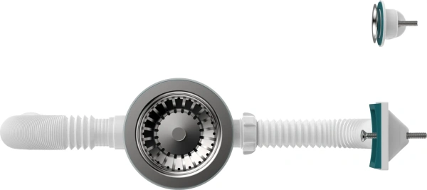 Сифон для мойки Aquant B0178-20-MR  3 1/2"х40 с мет.реш. с прямоуг/кругл переливами с  г.т 40*40/50