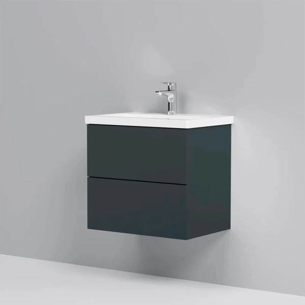 Тумба подвесная  под умыв. AM.PM GEM M90FHX06022GM 60 см, 2 ящика push-to-open, графит матовый