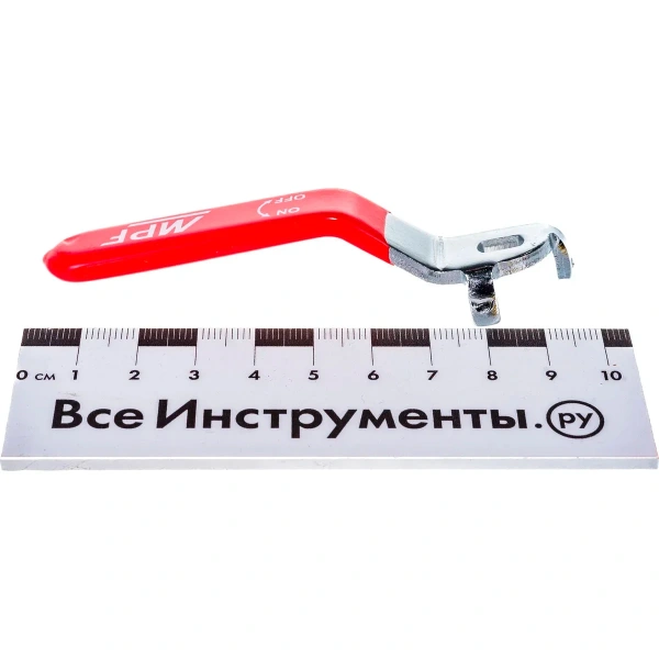 Ручка длинная усиленная, для крана, 1/2" - 3/4", прорезиненная КРАСНАЯ, MP