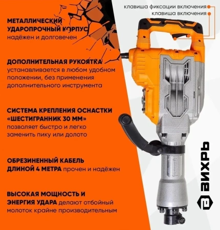 Отбойный молоток ОМ-1750Э Вихрь