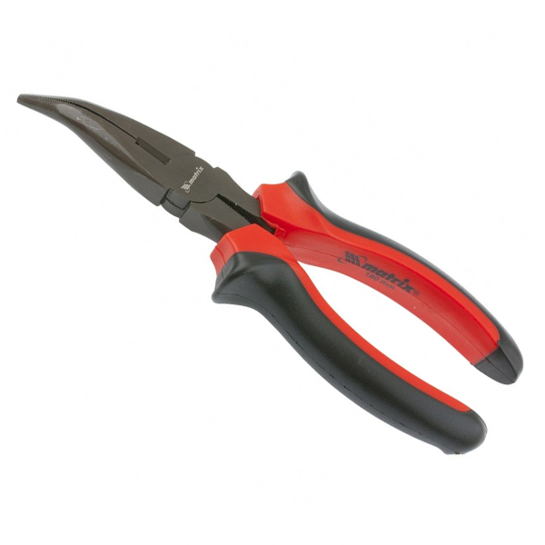 Длинногубцы Black Nickel, 200 мм, изогнутые, двухкомпонентные рукоятки// MATRIX