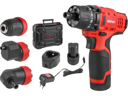 Дрель-шуруповерт аккумуляторный WORTEX BD 1215 LiSET в чем. + 2 насадки, 12 В, 30 Н*м, 2х1.5 А*ч, БЗ