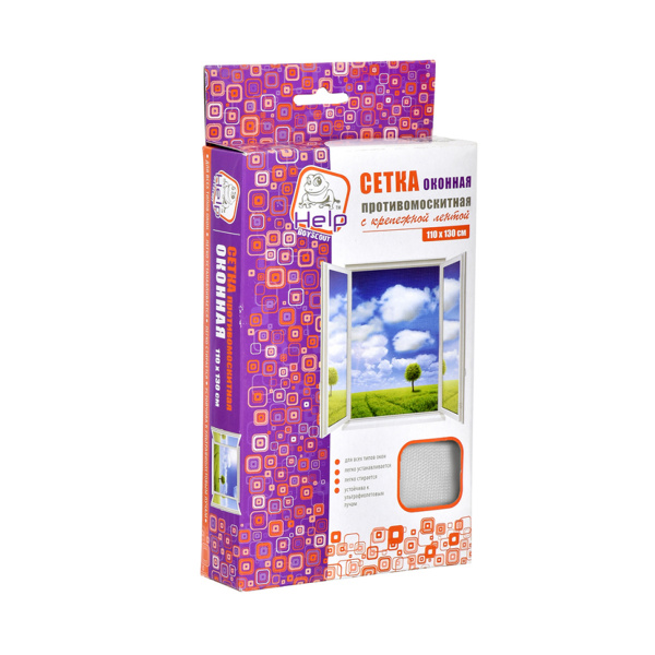 Сетка противомоскитная HELP с крепежной лентой 110*130 см.