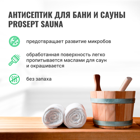 PROSEPT SAUNA - Антисептик для бань и саун концентрат 1:10, 1л.